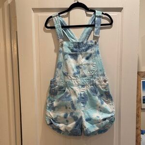We The Free Kids Aqua Tie-Dye Overalls